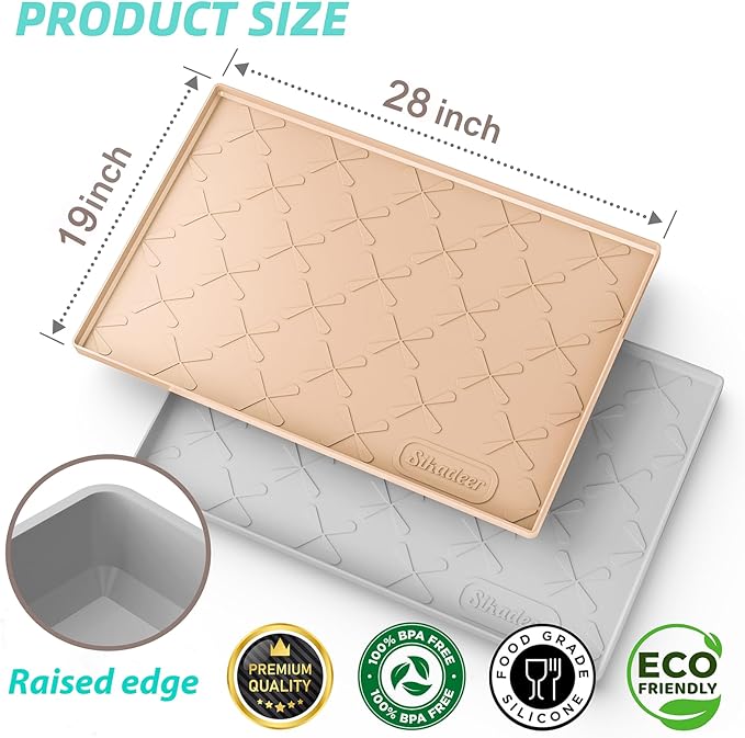 SIKADEER 28" x 19" Under Sink Mat Waterproof, Silicone Mat Kitchen Drawer Shelf - Image 3