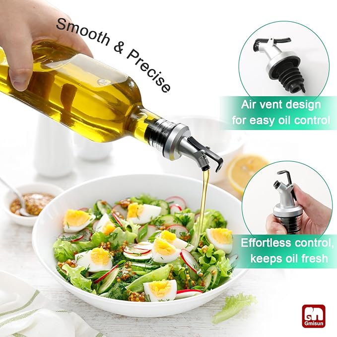 GMISUN Olive Oil Dispenser for Kitchen 8 Pack, Glass Oil Dispenser Bottle 17oz - Image 3