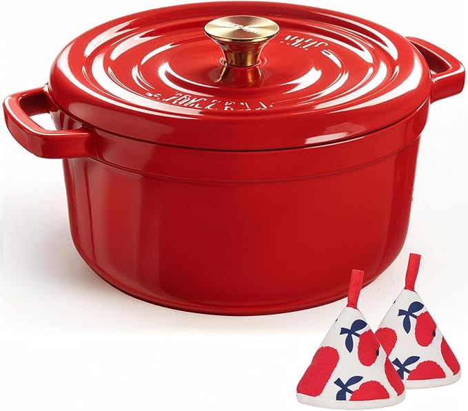 Overmont Enameled Cast Iron Dutch Oven - 5QT Pot - Heavy-Duty Cookware by Overmont