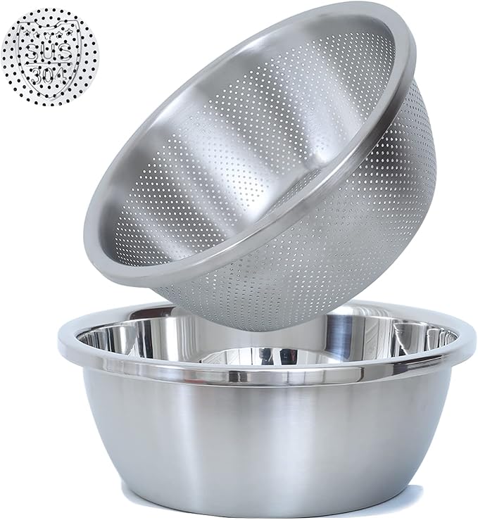304 Stainless Steel Microporous Colander, 4.5QT Large Capacity by Paoli