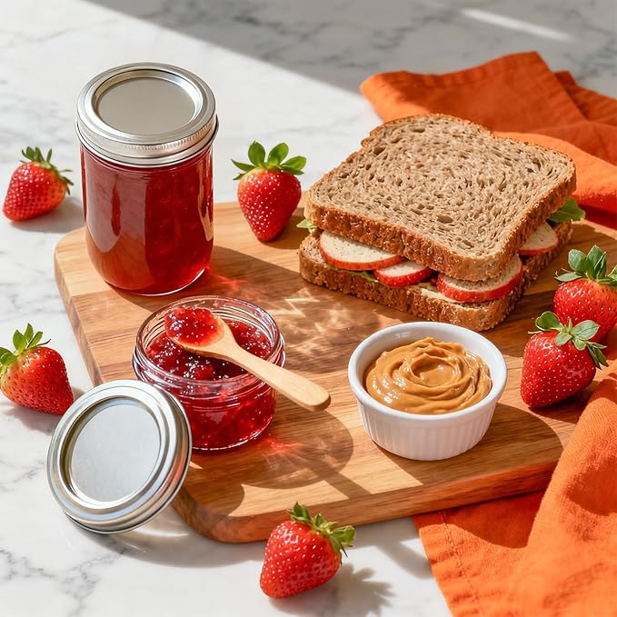 ComSaf Small Mason Jars 8 oz 6Pcs, Half Pint Regular Mouth Mason Jar - Image 4