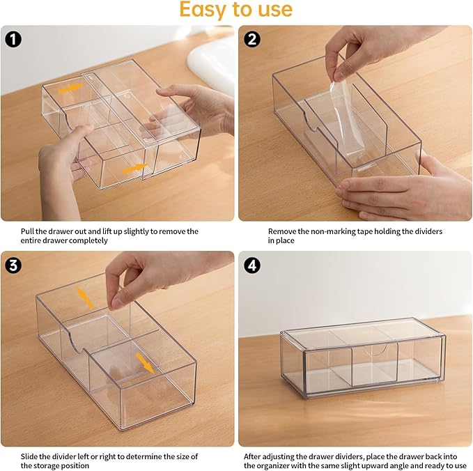 PAVSTINE Medicine Cabinet Organizer 2 Pack, Stackable Storage Drawers - Image 7