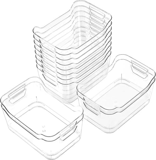 12 Pack Clear Plastic Storage Bins, Pantry Organizers and Storage, Plastic by Unknown