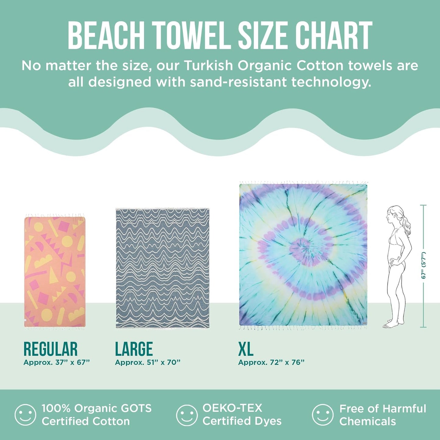 Sand Cloud Turkish Beach Towel - 100% Organic Cotton Turkish Bath Towels - Ultra Soft, Sand Free & Quick Dry Towel for Beach, Pool, or Picnic Blanket - As Seen on Shark Tank – Goa