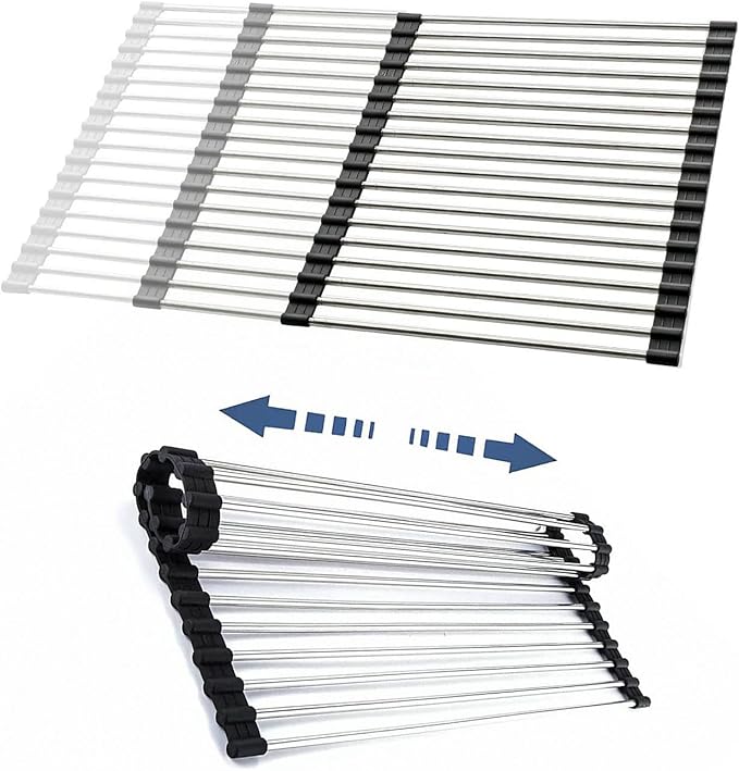 CHIRISEN Expandable Large Roll Up Dish Drying Rack, Foldable Over The Sink Dish by CHRISEN