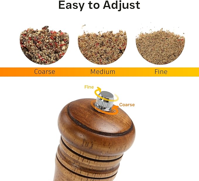 Wood Salt and Pepper Grinder, Salt Grinder and Pepper Mill, Oak Wood Shakers - Image 4
