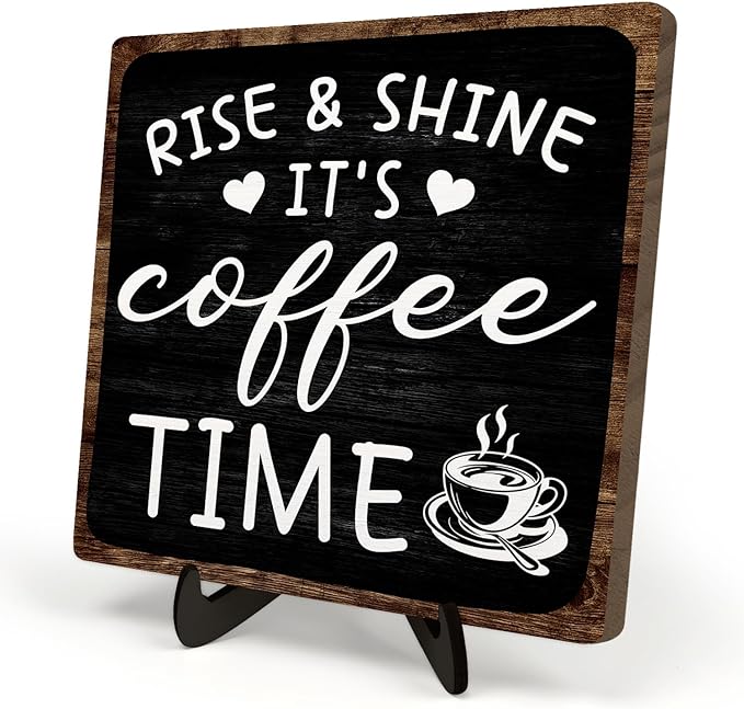 Farmhouse Coffee Wooden Plaque Sign, Vintage Desk Decor by DMADNF