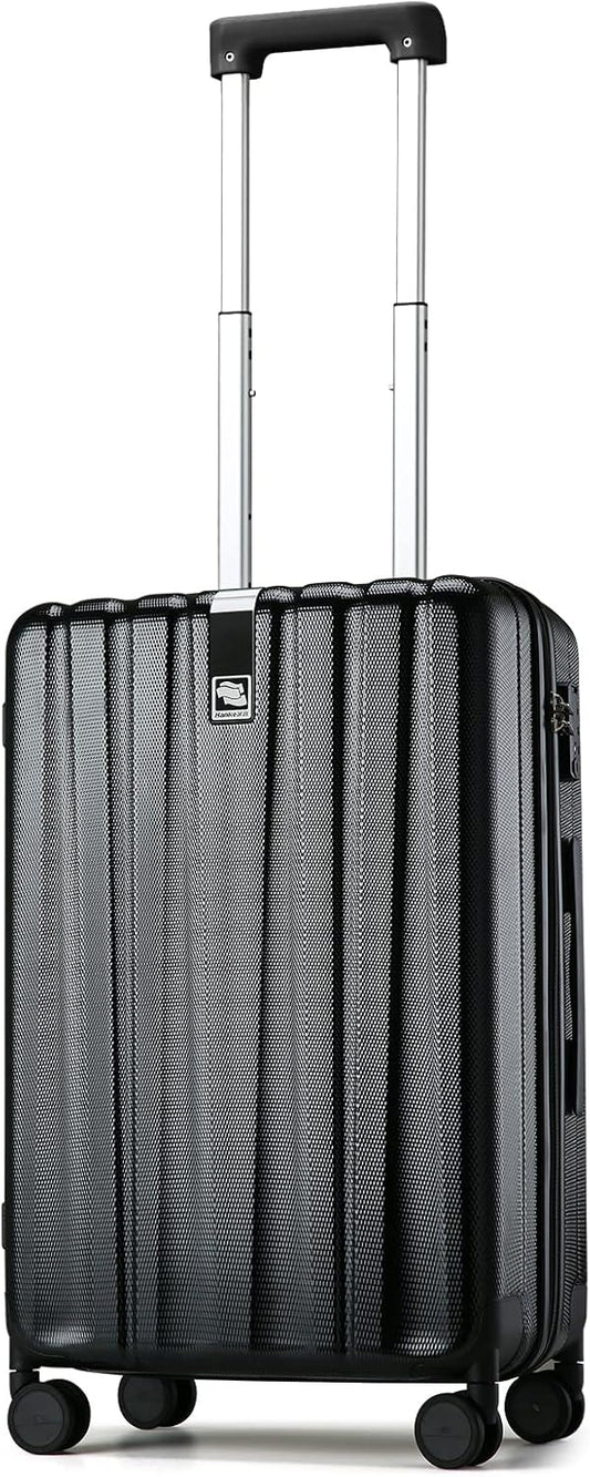 Hanke 20 Inch Carry On Luggage 22x14x9 Airline Approved Lightweight PC Hard Shell Suitcases with Wheels Travel Luggage Rolling Suitcase Travel Luggage Bag for Weekender(Jet Black)