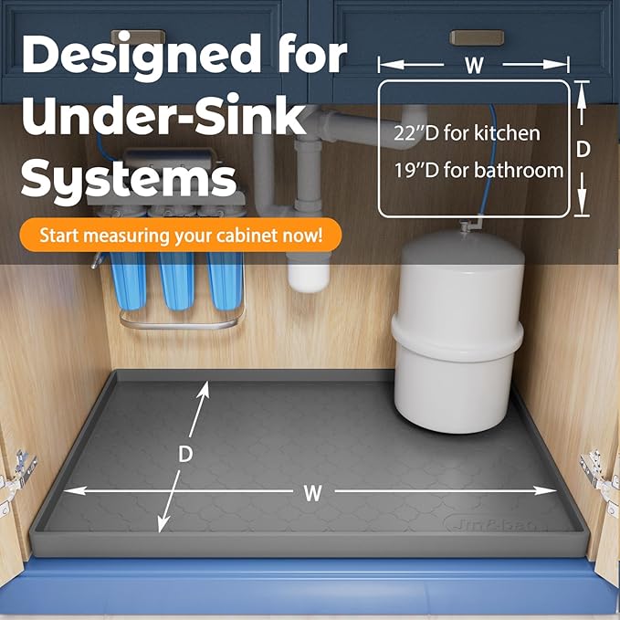 Jin&Bao Waterproof Under Sink Mat 19" x 19", Thick Silicone Mat Cabinet - Image 6