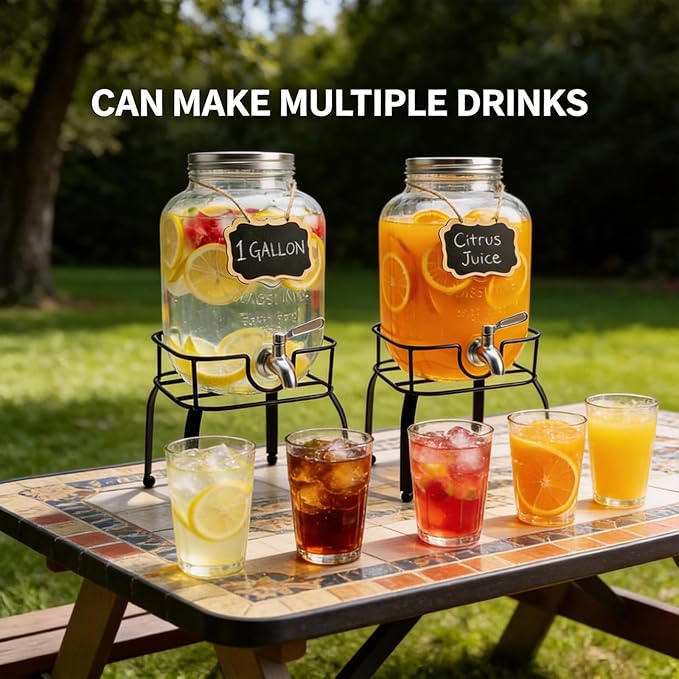 2 Pack1 Gallon Glass Drink Dispensers - Image 6