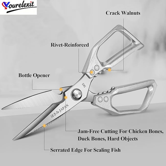 2-Piece Heavy Duty Kitchen Scissors Professional Stainless Steel Meat & Poultry - Image 3