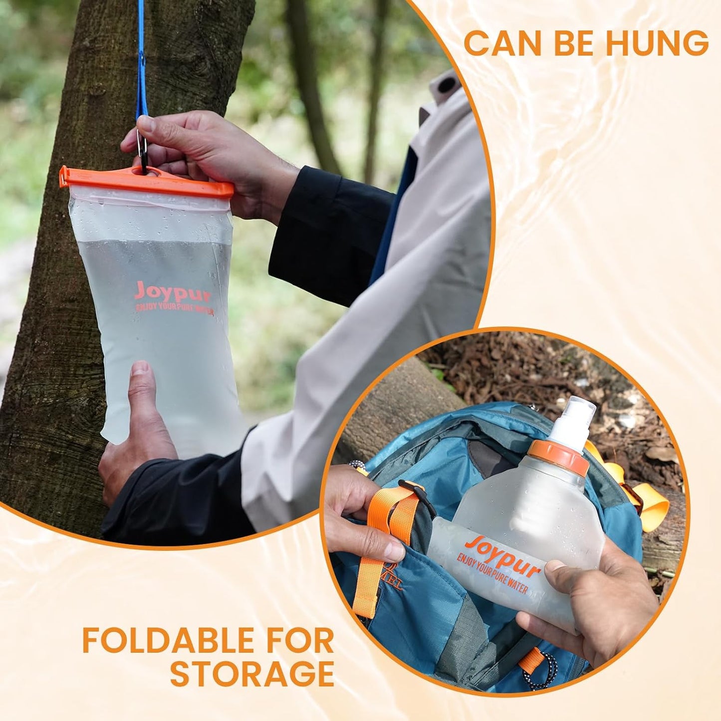 Gravity Water Filter Camping-2000ml Survival Water Filtration System,Portable Water Purifier for Travel,Backpacking and Emergency Preparedness,with Ultrafiltration Membrane (0.01 Micron)
