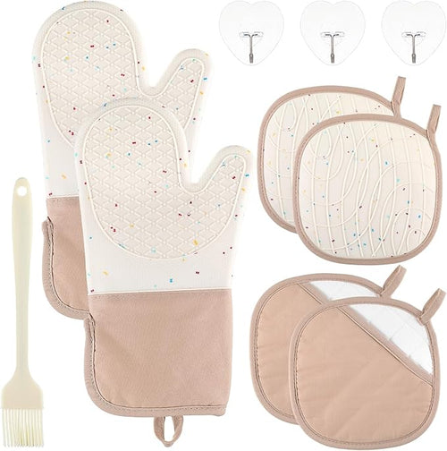 10 Pcs Kitchen Oven Mitts and Potholders Set by Unknown