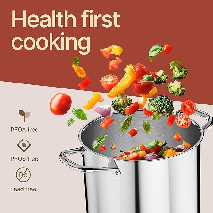 Stainless Steel Stockpot with Tempered Glass Lid 14 Quart, Durable 18/0 - Image 6