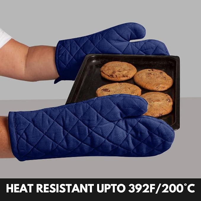 Oven Mitt & Pot Holder 100% Cotton Set of Heat Resistant Oven Gloves & Hot Pads - Image 3