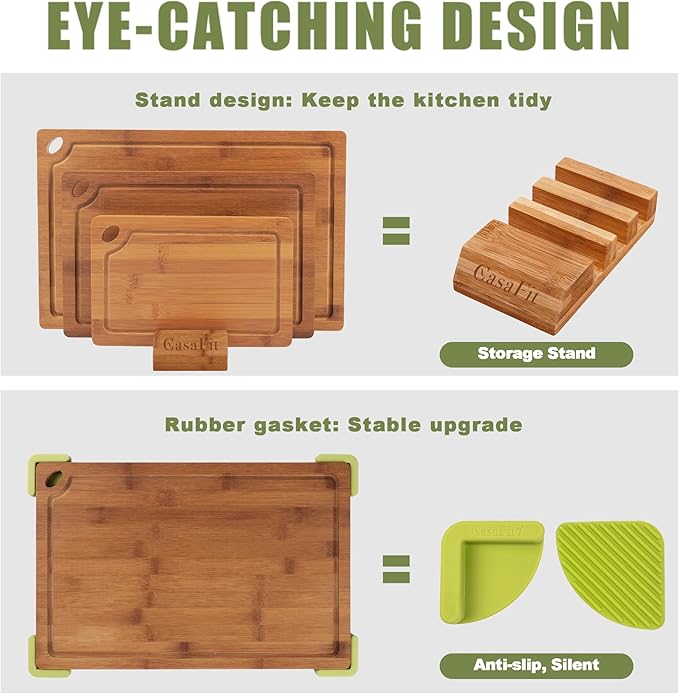 3-Piece Organic Bamboo Cutting Board Set - Image 8