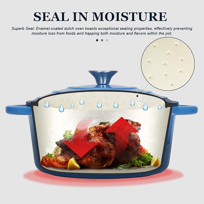 Overmont Enameled Cast Iron Dutch Oven - 7QT Pot - Heavy-Duty Cookware - Image 2