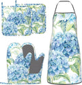 Blue Hydrangea Flowers Watercolor Oven Mitts Pot Holders Cooking Apron Set of 5 by Unknown