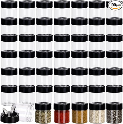 100 Pack 4 oz Spice Jars Plastic Clear Empty Bottles by Yiyiring