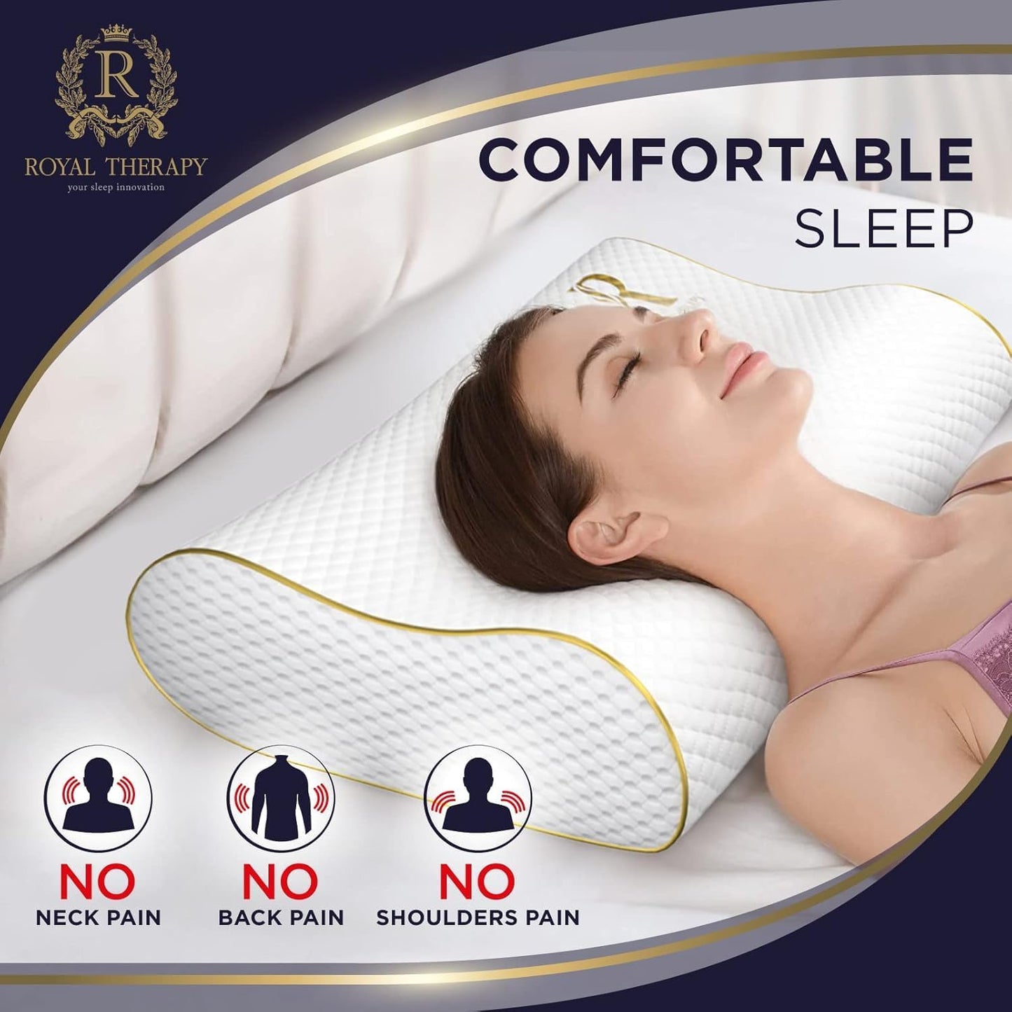 Memory Foam Pillow, Cervical Pillow (2 Pack) 4-Layer Queen, Contour Pillow, Side Sleeper, Neck Support, Pillow for Neck Pain