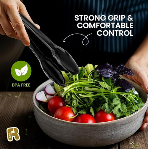 12 Pack 9 Inch Large Plastic Serving Tongs - Image 2