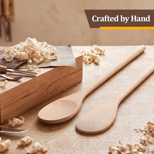12 Pcs Wooden Spoons for Cooking, MORGLES 14-Inch Serving Spoons for Stirring - Image 2