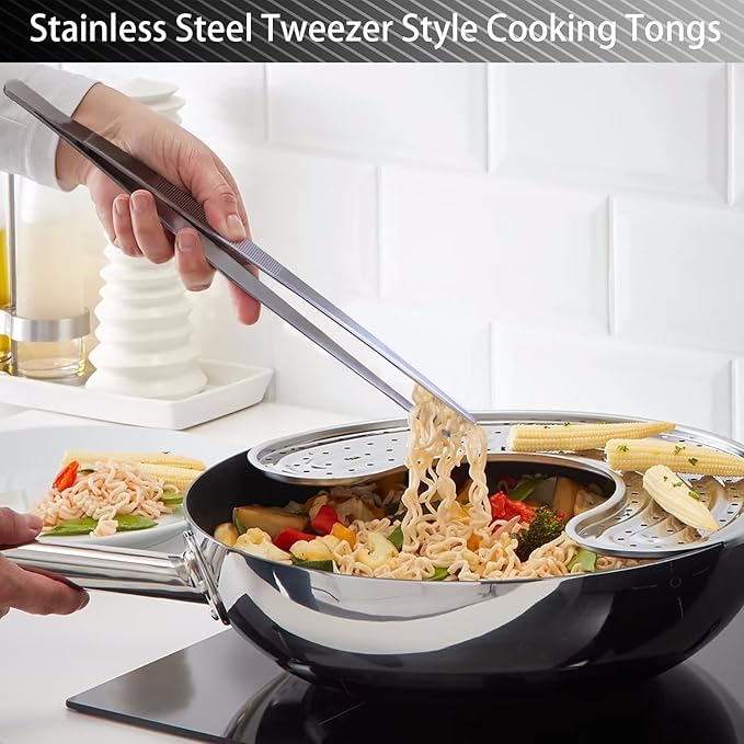 JETKONG 4 Pcs Kitchen Tweezers Tongs Stainless Steel Cooking Tweezers Set - Image 7