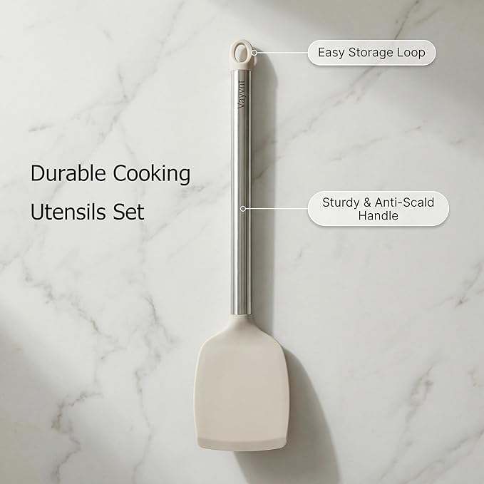 Vayvnt 4 Pieces Silicone Kitchen Spatula Utensils Set, Silicone Cooking Utensils - Image 8