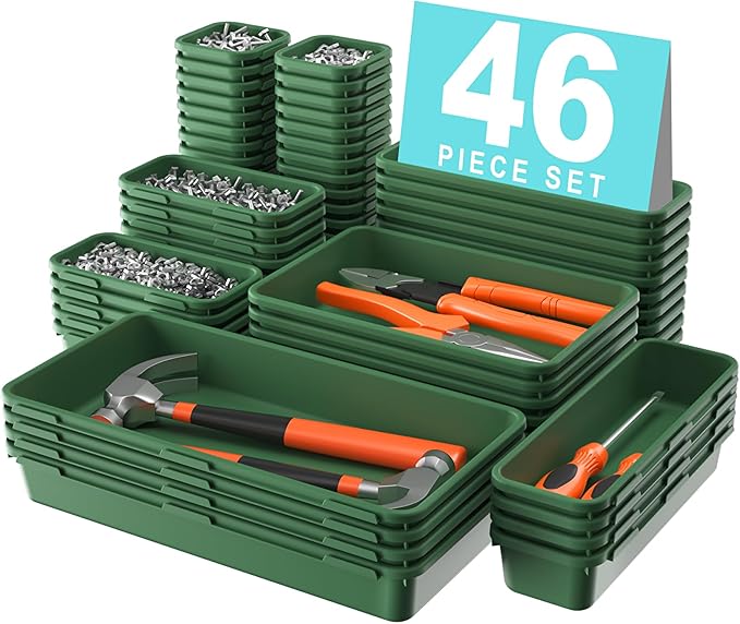 A-LuGei 【 & 5 Size】 Tool Box Organizer Tray Divider Set, 【Army Green】 by A-LUGEI