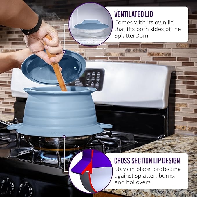 L.I.Q Silicone Splatter Guard – Fits 10 and 12 Inch Pots – Microwave Safe and - Image 5