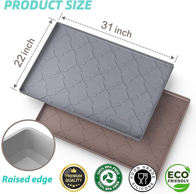 SIKADEER 31" x 22" Under Sink Mat Waterproof, Silicone Mat Kitchen Drawer Shelf - Image 3