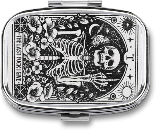 Metal 2 Compartment Pill Organizer Travel Friendly Portable Compact Pill Box Cute Pill Case to Hold Vitamins,Fish Oil,Supplements,Meds,Tablet for Purse,Pocket. (Last)