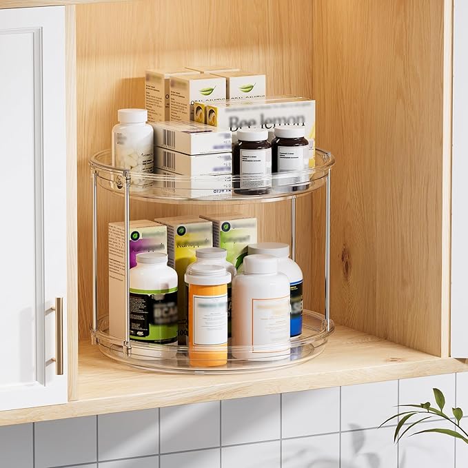 LAMU 2 Pack 2 Tier Lazy Susan Turntable Organizer 10.6'' Rotating Spice Rack - Image 7