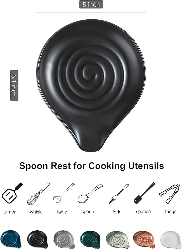 LAUCHUH Spoon Rest, 5 inches Cooking Spoon Holder - Image 3