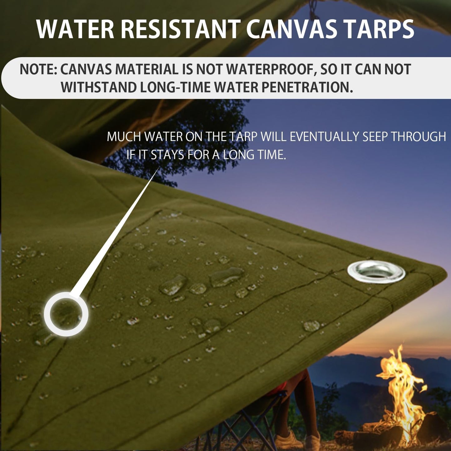 FoundGo Canvas Tarp 6x8ft Heavy Duty Waterproof Tarps with Grommets, UV Resistant, 22 Mil Tarpaulin,14 oz Durable Cloth Covers for Car, Roof, Boat, Camp, Canopy, Woodpile with Ropes-Moss