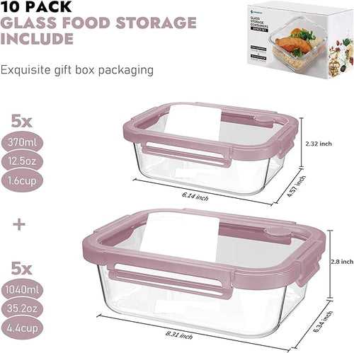 10-Pack Glass Food Storage Containers - Image 2