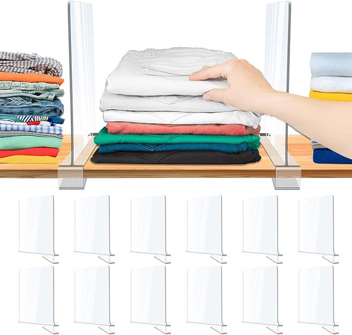 12 Pack Acrylic Shelf Dividers, Closet Shelf Separators by clbutgeOrganizer