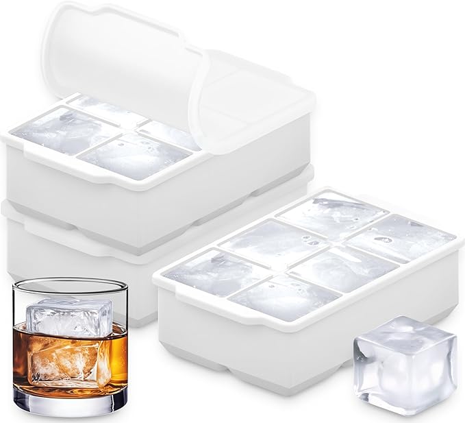 KitchFort Large Silicone Ice Cube Tray, Easy Release 2" Big Ice Cubes by KitchFort