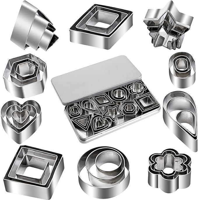 Mini Cookie Cutter Set, 30 Tiny Stainless Steel Cookie Stamps of Rectangle - Image 4