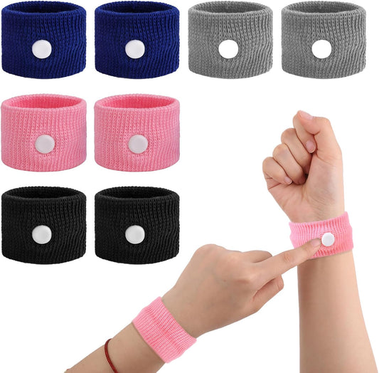 Motion Sickness Relief Bands, 8pcs Motion Travel Sickness Wristbands Natural Acupressure Nausea Relief Wristband for Pregnancy Morning Car Sea Flying Trip Dizziness Anxiety