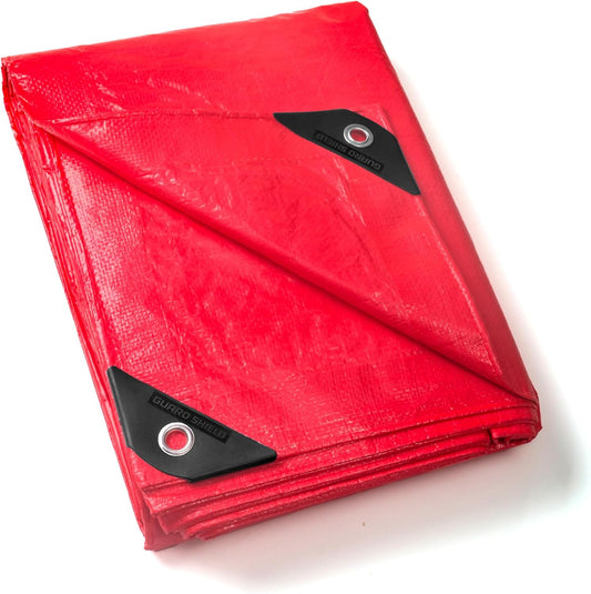GUARD SHIELD Red Tarp 8x10 Feet Tarps High Visibility Outdoor Poly Cover Lightweight 6mil