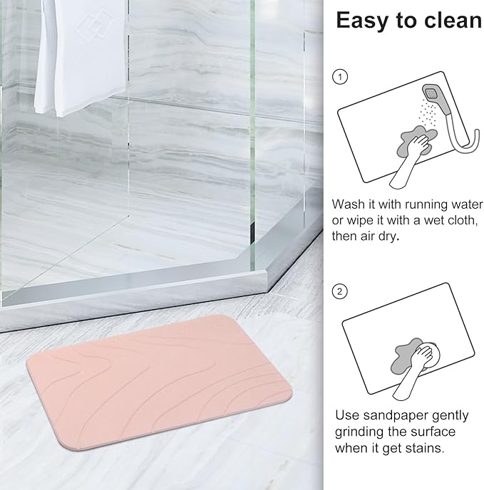 2 Pack Diatomaceous Earth Shower Mat, Stone Bath Mat, Nonslip Super Absorbent - Image 6