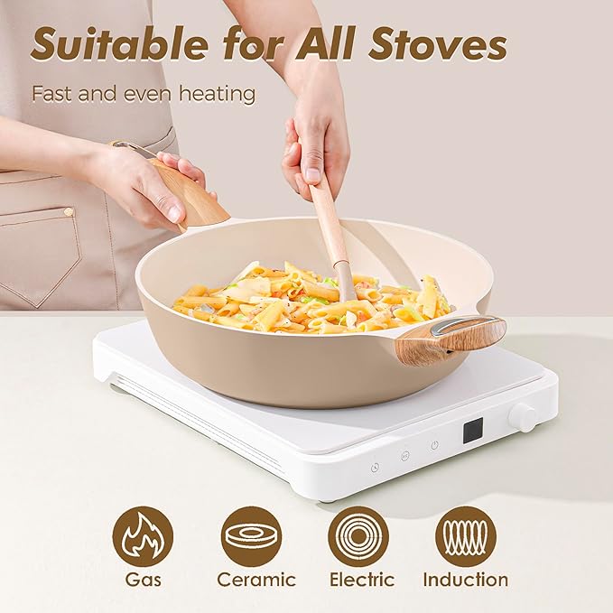 SENSARTE Ceramic Cookware Sets, Pots and Pans Set Non stick, Non toxic Healthy - Image 5