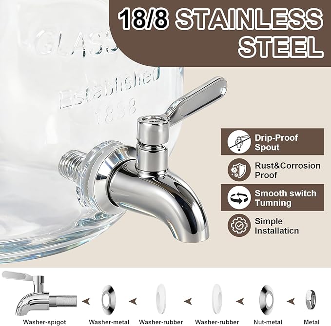 2 Pack1 Gallon Glass Drink Dispensers - Image 5