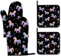 Cute Unicorn Pattern Oven Mitts and Pot Holders Set by Unknown