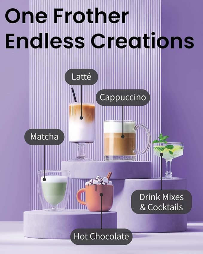 Elementi Portable Electric Milk Frother, Matcha Whisk, Milk Frother - Image 4