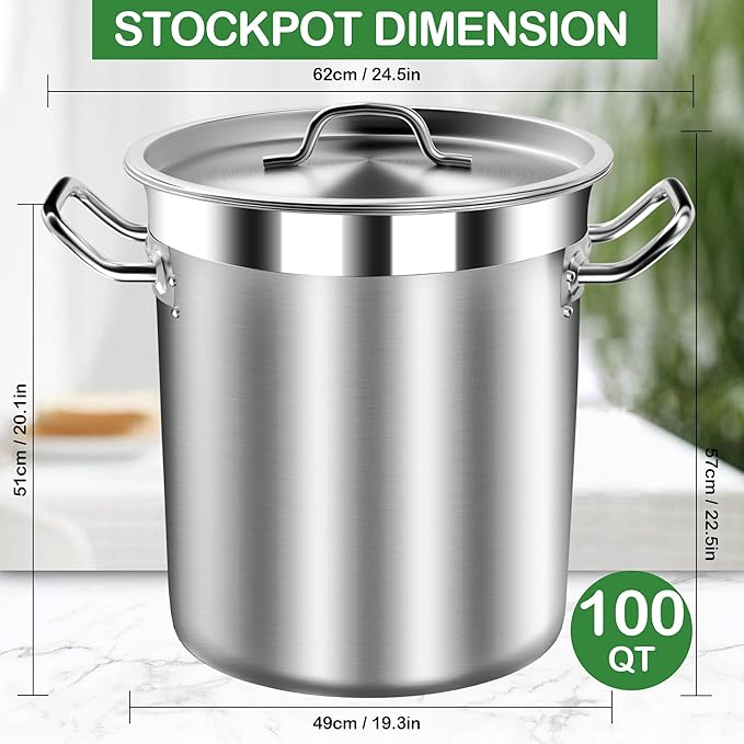 STOCKPOT Extra Large Stock Pot 100 Quart – Professional Stainless Steel Stockpot - Image 6