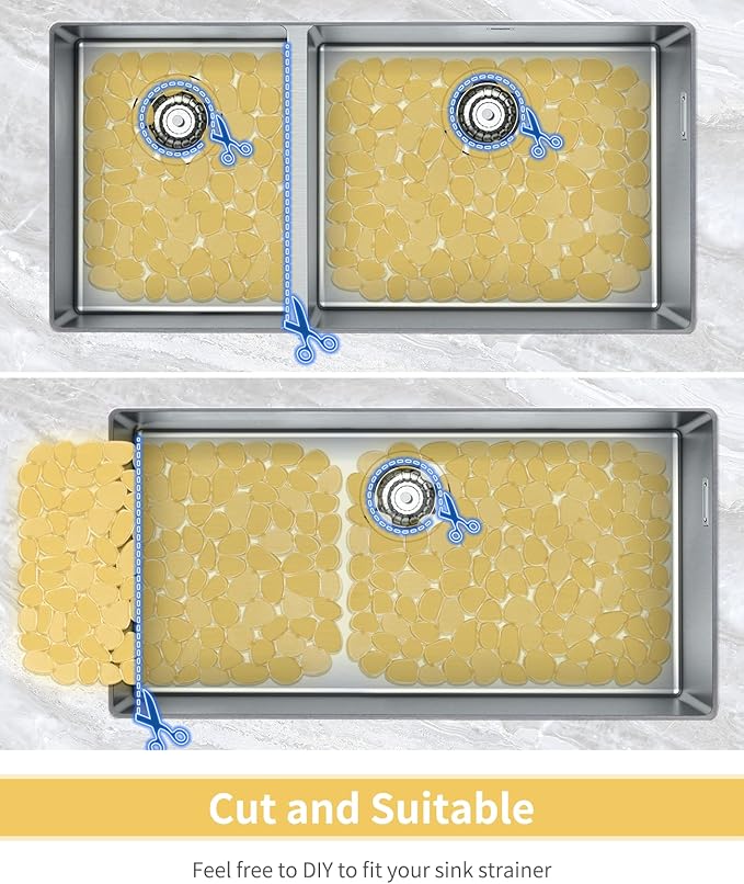 Bligli Pebble Sink Mat for Stainless Steel/Ceramic Sinks, 2 Pack PVC Sink - Image 3