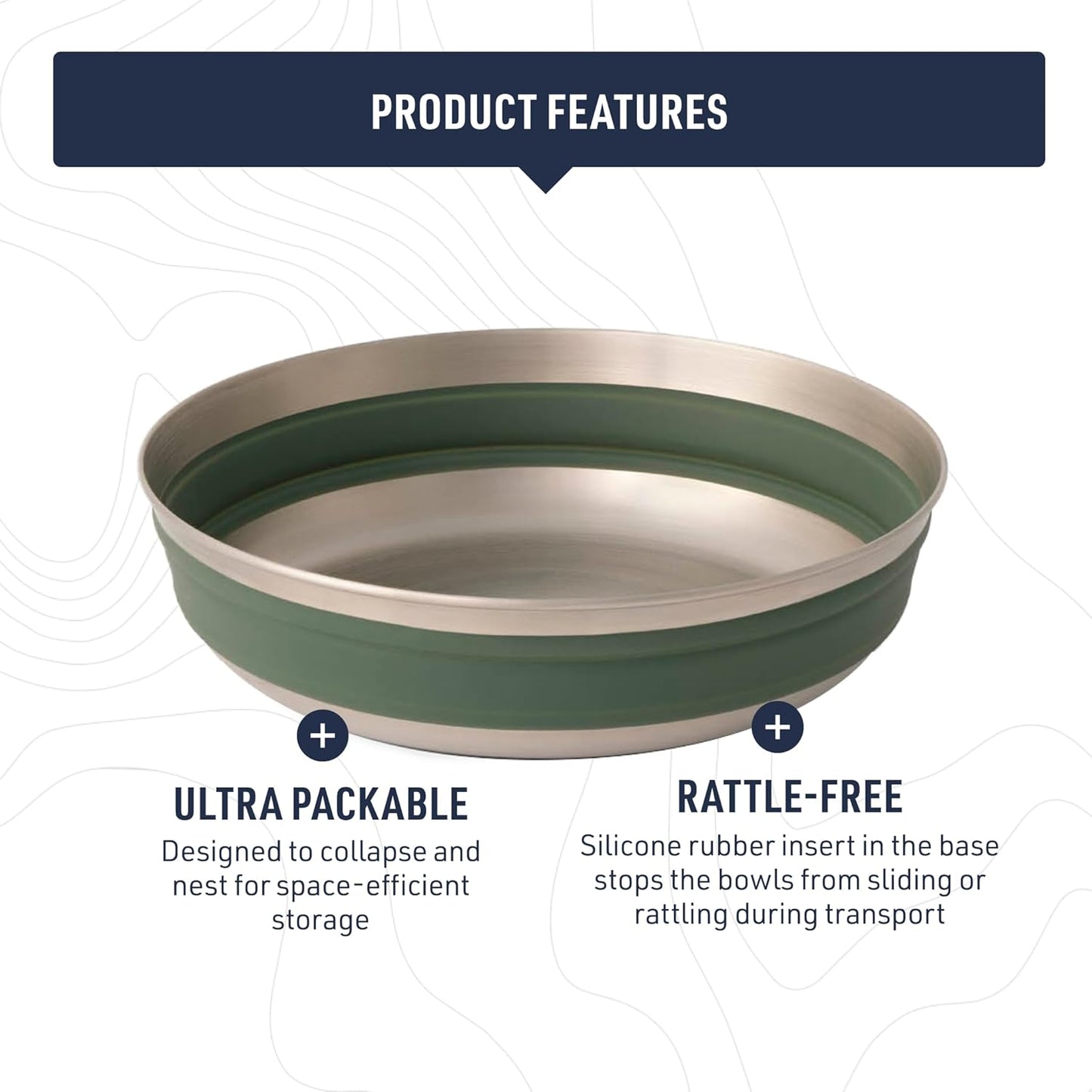 Sea to Summit Detour Stainless Steel Collapsible Bowl, Large (31 fl oz), Moonstruck Grey