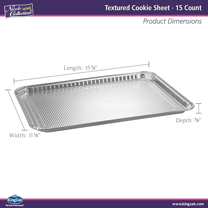 Aluminum Pans Half Size Textured Cookie Sheet 15 Count Durable Nonstick Baking - Image 2
